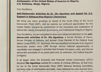 SDP National Youth Leader, Dr Ogbonna Writes U.S To Sanction Agunloye Over Illegal And Anti-democratic Activities