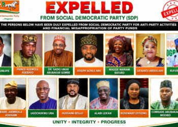 Breaking: SDP Expelled Olu Agunloye, Adewale Adebayo, Sadiq Umar Abubakar And Others [Full List]